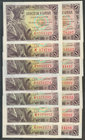 Conjunto de 14 billetes de 1 Peseta emitidos el 21 de Mayo de 1943 con todas las series conocidas desde la A hasta la N (menos la L), incluyendo el si...