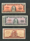 CUBA. Conjunto de 11 billetes. Incluyendo 1 Peso 1960 (2), 5 Pesos 1858 (Trío correlativo), 10 Pesos 1949 y 1967 Specimen, 20 Pesos 1958-1960, 100 Pes...