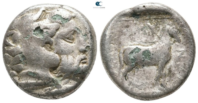 Kings of Macedon. Aigai. Amyntas III 393-369 BC. 
Fourrée Didrachm AR

20 mm....