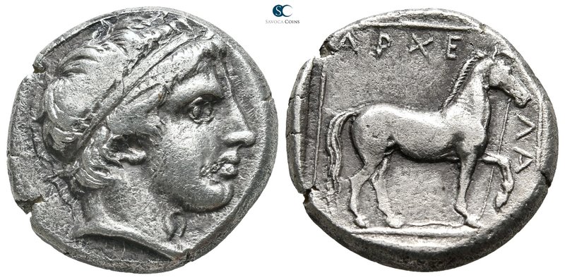 Kings of Macedon. Aigai. Archelaos 413-400 BC. 
Stater AR

22 mm., 10,16 g.
...