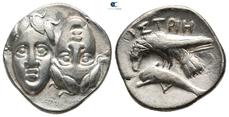 Moesia. Istros circa 256-240 BC. 
Drachm AR

20 mm., 4,43 g.

Two facing ma...