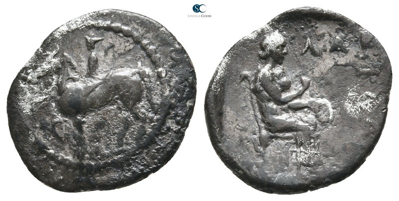 Thessaly. Larissa 420-400 BC. 
Trihemiobol AR

15 mm., 1,37 g.

[OΣ], Thess...