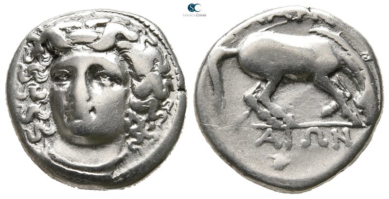 Thessaly. Larissa 356-342 BC. 
Drachm AR

18 mm., 5,82 g.

Head of the nymp...
