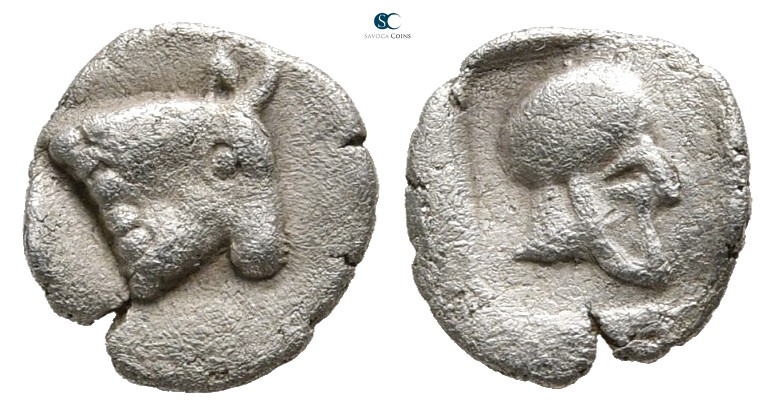 Phokis. Federal Coinage circa 485-480 BC. 
Hemiobol AR

7 mm., 0,29 g.

Hea...