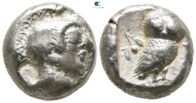 Attica. Athens circa 500-480 BC. 
Tetradrachm AR

21 mm., 17,26 g.

Archaic...