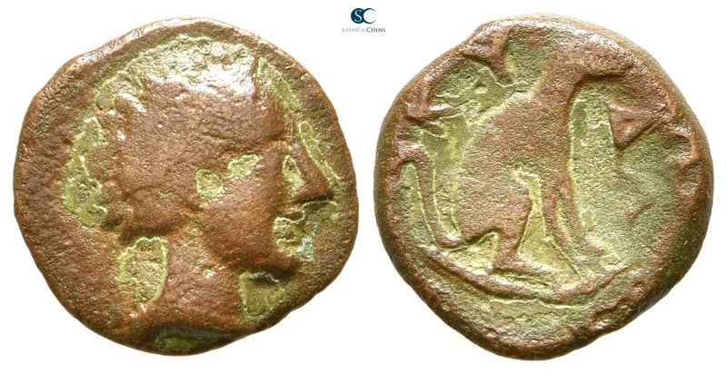 Crete. Kydonia 350-300 BC. 
Bronze Æ

14 mm., 1,69 g.

Young male head righ...