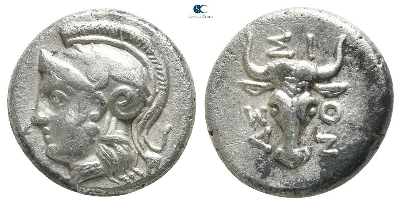 Troas. Assos 400-200 BC. 
Drachm AR

14 mm., 3,19 g.

Wreathed and helmeted...