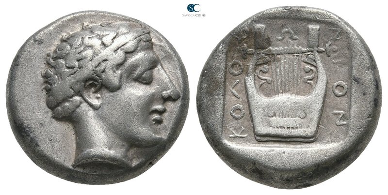Ionia. Kolophon circa 440-400 BC. 
Drachm AR

16 mm., 5,51 g.

Laureate hea...