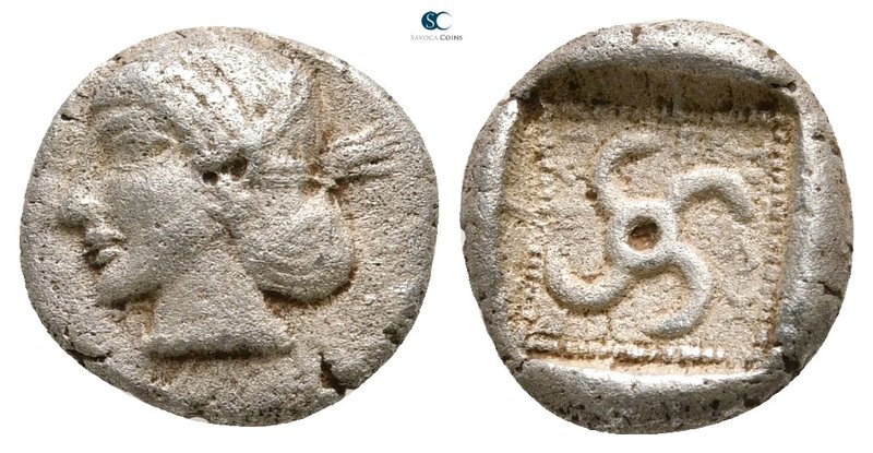 Dynasts of Lycia. Uncertain mint. Teththiveibi 450-420 BC. 
Diobol AR

11 mm....