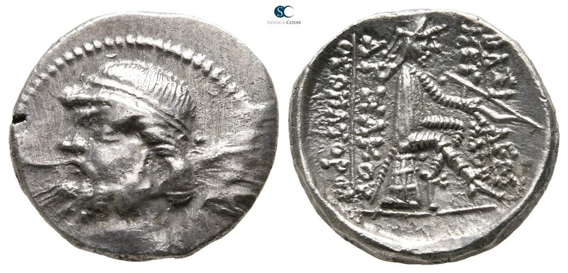 Kings of Parthia. Tambrax mint. Phraates II 132-126 BC. 
Drachm AR

18 mm., 4...