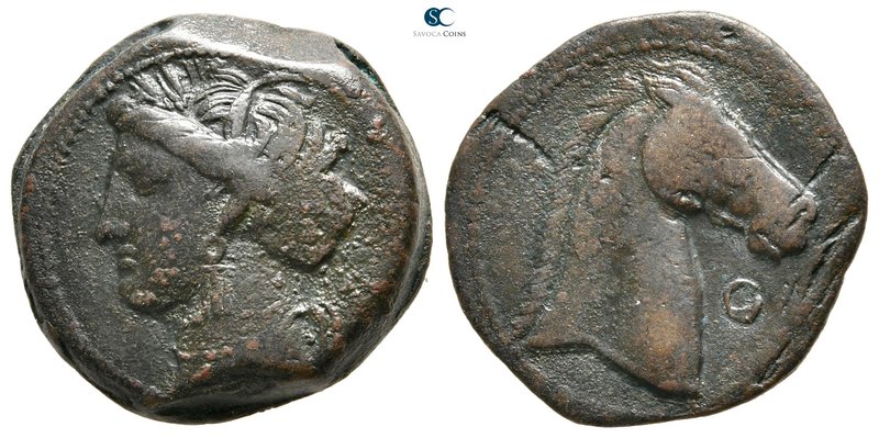 Zeugitania. Carthage (mint in Sardinia) circa 300-264 BC. 
Bronze Æ

18 mm., ...