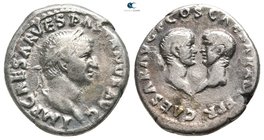 Vespasian with Titus and Domitian as Caesares AD 69-79. Rome. Denarius AR