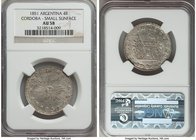 Cordoba. Provincial 4 Reales 1851 AU58 NGC, KM24.3. Small Sunface variety. An unusually bold emission for this often crude provincial type, only the l...