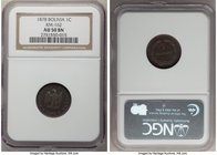 Republic Centavo 1878 AU50 NGC, KM162. A fleeting one-year type endowed with rich chocolate patina and pronounced die clashing on the reverse.

HID098...