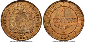 Republic Centavo 1883-A MS64+ Red and Brown NGC, Paris mint, KM167. Fiery mint red with no serious imperfections.

HID09801242017