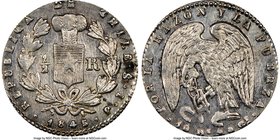 Republic 1/2 Real 1845 So-IJ MS63 NGC, Santiago mint, KM98.2. A pleasing choice grade for this minor with especially strong obverse die polish lines. ...