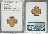 Republic gold 5 Pesos 1875-GW AU Details (Obverse Rim Filed) NGC, San Jose mint, KM117. Near-mint and lustrous, with only a neat, small degree of fili...