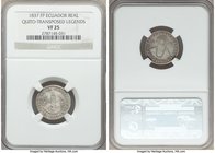 Republic Real 1837 QUITO-FP VF25 NGC, Quito mint, KM17 (Rare). Transposed legends variety. A notoriously difficult type and date in all grades, lightl...