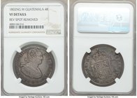 Charles IV 4 Reales 1802 NG-M VF Details (Reverse Spot Removed) NGC, Nueva Guatemala mint, KM52. A good strike, uniform circulation wear, and original...