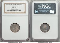 Central American Republic Real 1824 NG-M AU58 NGC, Nueva Guatemala mint, KM3. Expertly struck in full detail with a light champagne glow about the sur...