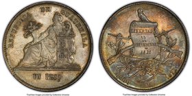 Republic Peso 1872-P AU55 PCGS, KM197.1. A lower mintage date of just two years for the type, still quite original in the fields with a charming tinge...