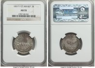 Central American Republic 2 Reales 1831 T-F AU55 NGC, Tegucigalpa mint, KM9.3. A rare grade for this almost universally poorly made type, none achievi...