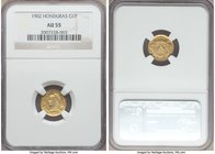 Republic gold Peso 1902 AU55 NGC, Tegucigalpa mint, KM56. A very elusive and low-mintage gold type, rarely encountered outside of details grades, and ...
