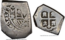 Philip V Klippe Cob 4 Reales 1730 Mo-R F15 NGC, Mexico City mint, KM40a. 13.68gm. Cut neatly on six sides with darker contrasting tone within the rece...