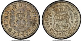 Ferdinand VI Real 1749 Mo-M AU55 PCGS, Mexico City mint, KM76.1. Beautifully toned with nearly Mint State details, perhaps just the most minor frictio...
