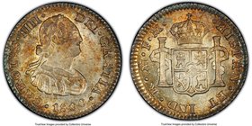 Charles IV 1/2 Real 1800/799 Mo-FM MS62 PCGS, Mexico City mint, KM72. A very clear overdate with delightful goldfish-orange tones over salt-white surf...