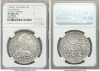 Charles IV 8 Reales 1790 Mo-FM AU Details (Cleaned) NGC, Mexico City mint, KM108. CAROLUS IIII variety. Well-struck with strong hints of originality t...
