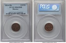 Ferdinand VIII 1/8 Pilon (1/16 Real) 1814-Mo MS62 Red and Brown PCGS, Mexico City mint, KM59. A strong example, virtually as well-kept as one could re...