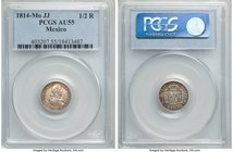 Ferdinand VII 1/2 Real 1814 Mo-JJ AU55 PCGS, Mexico City mint, KM73. An incredibly gorgeous minor with a level of eye appeal seldom found for the type...