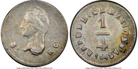 Republic 1/4 Real 1843 CA-RG XF45 NGC, Chihuahua mint, KM368. Struck for only a single year at the Chihuahua mint, and a scarce type, particularly in ...