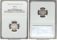 Republic 1/2 Real 1851 Mo-GC MS65 NGC, Mexico City mint, KM370.9. A lovely representative, exhibiting pale blue tone at the edges and a nearly complet...