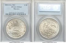 Republic 8 Reales 1832 Go-MJ MS62 PCGS, Guanajuato mint, KM377.8, DP-Go13. Displaying prominent cartwheel luster with touches of graphite patina. 

HI...