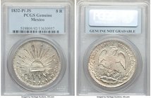 Republic 8 Reales 1832 Pi-JS Genuine (Cleaning) PCGS, San Luis Potosi mint, KM377.12, DP-Pi07. A truly astonishing piece for the designation, hardly a...