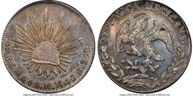 Republic 8 Reales 1842 Mo-MM MS63 NGC, Mexico City mint, KM377.10, DP-Mo26. Sharp at every point of the strike, watery brilliance underlying pale peac...