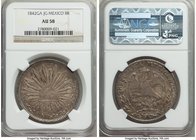 Republic 8 Reales 1842 Ga-JG AU58 NGC, Guadalajara mint, KM377.6, DP-Ga22. An attractive coin whose surfaces display sandy tones that darken toward th...