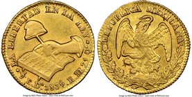 Republic gold 1/2 Escudo 1836/4 Do-RM MS62 NGC, Durango mint, KM378.1. A very clear overdate with superb eye appeal both for the grade and the type.

...