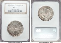 Republic 4 Reales 1868/58 Go-YF MS62 NGC, Guanajuato mint, KM375.4. Nicely toned with full underlying mint luster and well-struck on both sides. A ver...