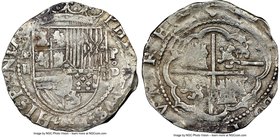Philip II Cob 2 Reales ND (1577-1588) P-D VF30 NGC, Lima mint, Cal-487. 6.94gm. Attractively textured in the fields, with a clear double-strike visibl...