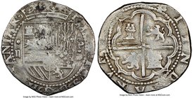 Philip II Cob 2 Reales ND (1577-1588) P-D VF30 NGC, Lima mint, Cal-487. 6.77gm. Moderately circulated and displaying scattered touches of tone through...