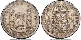 Charles III 4 Reales 1772 LM-JM VF30 NGC, Lima mint, KM63. Scarce, only a single example at each of PCGS and NGC certifying higher, none above XF45. 
...