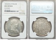 Ferdinand VII 8 Reales 1820 LM-JP UNC Details (Cleaned) NGC, Lima mint, KM117.1. 

HID09801242017