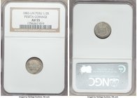 Republic 1/2 Real 1882 M-LM AU55 NGC, Ayacucho mint, KM202. A scarce one-year type that displays the mint name, Ayacucho, in the reverse legends. Many...