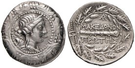 MACEDONIA Protettorato romano - Tetradramma (167-148 a.C.) Busto di Artemide a d. - R/ Scritta in corona di quercia - cfr. S.Cop. 1314 AG (g 16,58) Le...