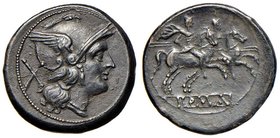 Anonime - Denario (zecca siciliana, 211-208 a.C.) Testa di Roma a d. - R/ I Dioscuri a cavallo a d., sotto, ROMA in rilievo - B. 2; Cr. 68/1 AG (g 4,7...