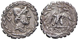 Aurelia - Lucius Aurelius Cotta - Denario (105 a.C.) Testa di Vulcano a d. - R/ Aquila a d. in corona - B. 21; Cr. 314/1 AG (g 3,79) Poroso
MB+