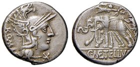Caecilia - C. Metellus - Denario (125 a.C.) Testa di Roma a d. - R/ Giove su biga di elefanti a s. - B. 14; Cr. 269/1 AG (g 3,86) Corrosioni marginali...